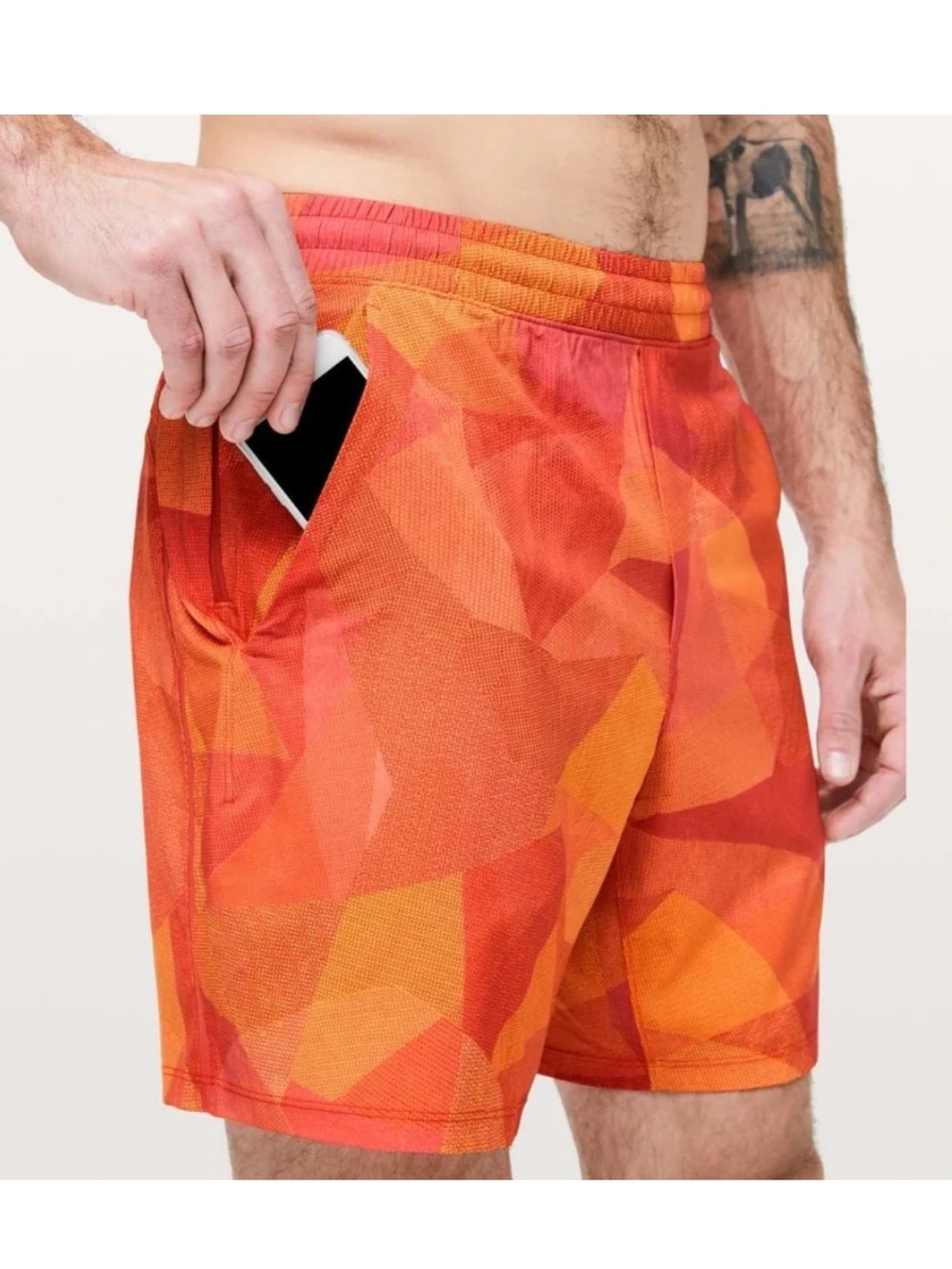 Lululemon Men’s Size Medium Pace Breaker Shorts Linerless 7” in Mesh Mash Orange - Picture 4 of 12